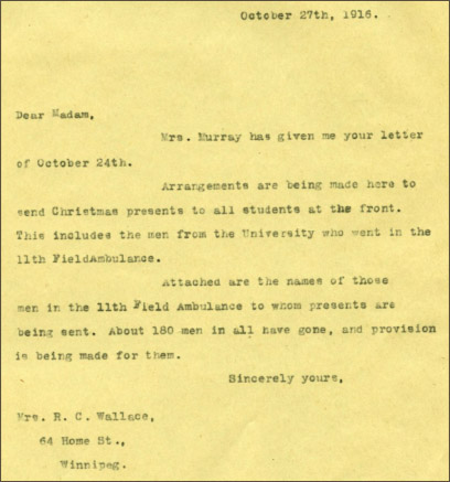 Walter Murray to Mrs. R.C. Wallace